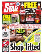 Daily Star Sunday front page for 23 November 2025