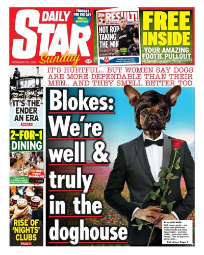 Daily Star Sunday Newspaper Front Page (UK) for 23 February 2025