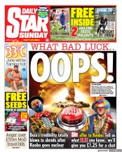 Daily Star Sunday (UK) Newspaper Front Page for 25 April 2021