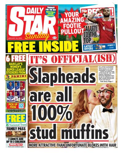 Daily Star Sunday Newspaper Front Page (UK) for 26 January 2025