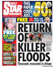 Daily Star Sunday (UK) Newspaper Front Page for 27 December 2015