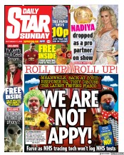 Daily Star Sunday (UK) Newspaper Front Page for 27 September 2020