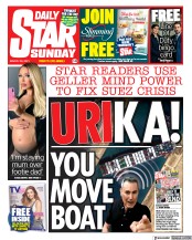 Daily Star Sunday (UK) Newspaper Front Page for 28 March 2021