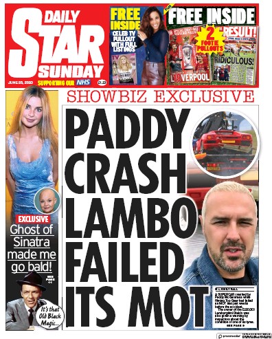 Daily Star Sunday Newspaper Front Page (UK) for 28 June 2020