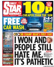 Daily Star Sunday (UK) Newspaper Front Page for 28 August 2016