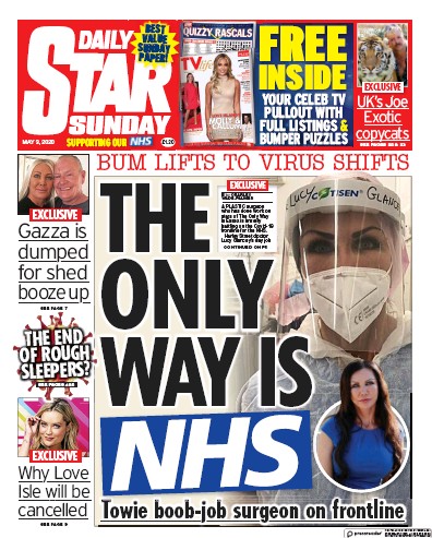 Daily Star Sunday Newspaper Front Page (UK) for 3 May 2020