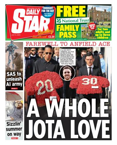 Daily Star Sunday Newspaper Front Page (UK) for 6 July 2025