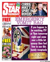 Daily Star Sunday (UK) Newspaper Front Page for 7 March 2021