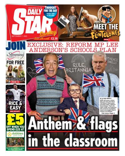 Daily Star Sunday Newspaper Front Page (UK) for 7 September 2025