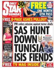 Daily Star Sunday (UK) Newspaper Front Page for 11 July 2015