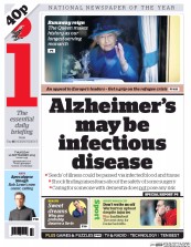 I Newspaper (UK) Newspaper Front Page for 10 September 2015