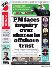 I Newspaper (UK) Newspaper Front Page for 15 April 2016