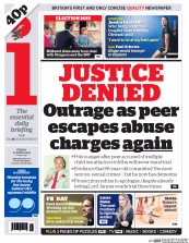 I Newspaper (UK) Newspaper Front Page for 17 April 2015