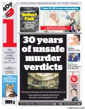 I Newspaper (UK) Newspaper Front Page for 19 February 2016