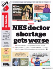 I Newspaper (UK) Newspaper Front Page for 20 June 2015