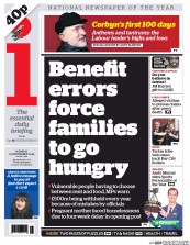 I Newspaper (UK) Newspaper Front Page for 21 December 2015