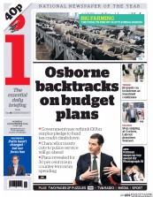 I Newspaper (UK) Newspaper Front Page for 23 November 2015