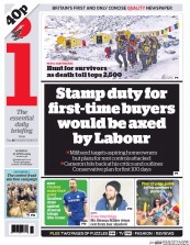 I Newspaper (UK) Newspaper Front Page for 27 April 2015