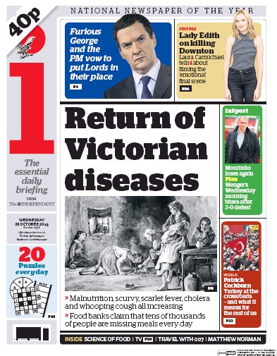 I Newspaper Newspaper Front Page (UK) for 28 October 2015