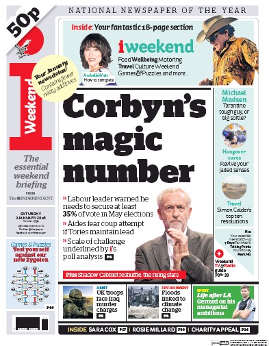 I Newspaper Newspaper Front Page (UK) for 2 January 2016