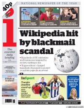 I Newspaper (UK) Newspaper Front Page for 2 September 2015