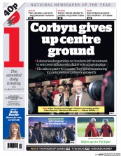 I Newspaper (UK) Newspaper Front Page for 30 September 2015