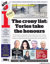 I Newspaper (UK) Newspaper Front Page for 31 December 2015