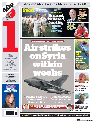 I Newspaper Newspaper Front Page (UK) for 5 October 2015