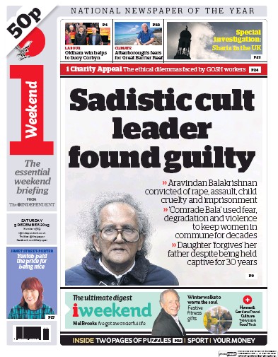 I Newspaper Newspaper Front Page (UK) for 5 December 2015