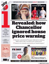 I Newspaper (UK) Newspaper Front Page for 6 February 2015