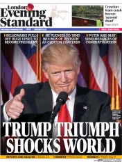 London Evening Standard (UK) Newspaper Front Page for 10 November 2016