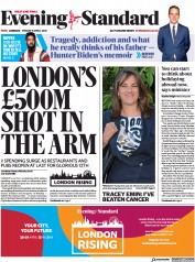 London Evening Standard (UK) Newspaper Front Page for 10 April 2021