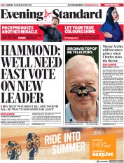 London Evening Standard (UK) Newspaper Front Page for 10 May 2019