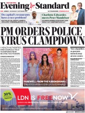 London Evening Standard (UK) Newspaper Front Page for 10 September 2020