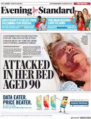 London Evening Standard (UK) Newspaper Front Page for 11 June 2018