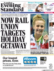 London Evening Standard (UK) Newspaper Front Page for 11 August 2016