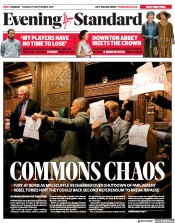 London Evening Standard (UK) Newspaper Front Page for 11 September 2019