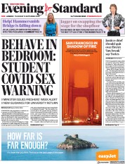 London Evening Standard (UK) Newspaper Front Page for 11 September 2020