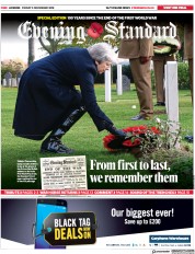 London Evening Standard (UK) Newspaper Front Page for 12 November 2018