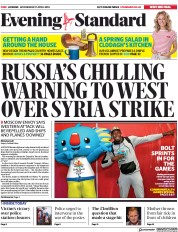 London Evening Standard (UK) Newspaper Front Page for 12 April 2018