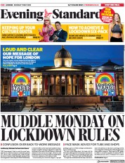 London Evening Standard (UK) Newspaper Front Page for 12 May 2020