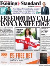 London Evening Standard (UK) Newspaper Front Page for 12 June 2021