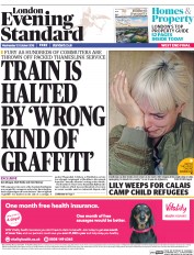 London Evening Standard (UK) Newspaper Front Page for 13 October 2016