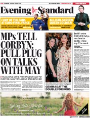 London Evening Standard (UK) Newspaper Front Page for 13 May 2019