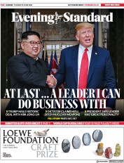 London Evening Standard (UK) Newspaper Front Page for 13 June 2018