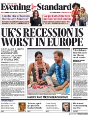 London Evening Standard (UK) Newspaper Front Page for 13 August 2020