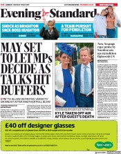 London Evening Standard (UK) Newspaper Front Page for 14 May 2019