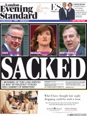 London Evening Standard (UK) Newspaper Front Page for 15 July 2016