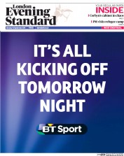 London Evening Standard (UK) Newspaper Front Page for 15 September 2015