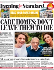 London Evening Standard (UK) Newspaper Front Page for 16 April 2020